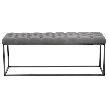 48" Stone Washed Linen Coffee Table with Iron Nail Heads